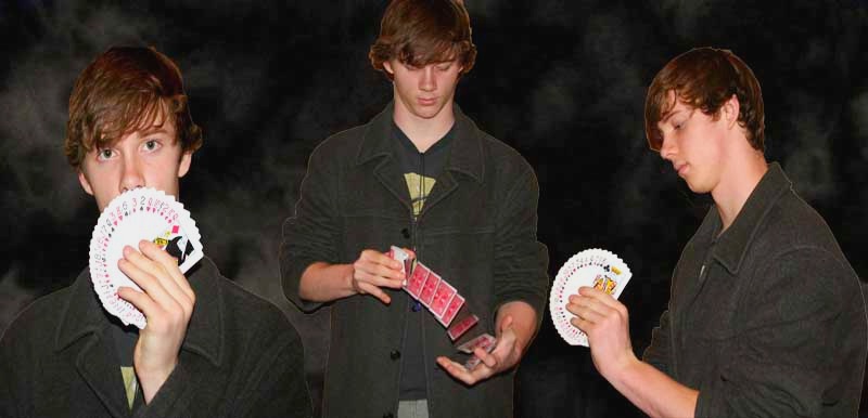 Magician Garrett Orness captivates his audience with countless card tricks and enticing performances