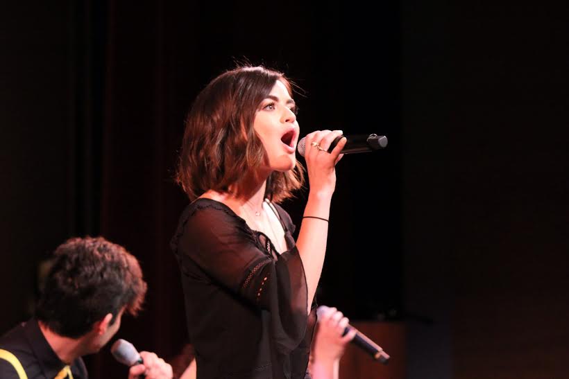 Lucy Hale challenges students to boost the volume against meningococcal meningitis