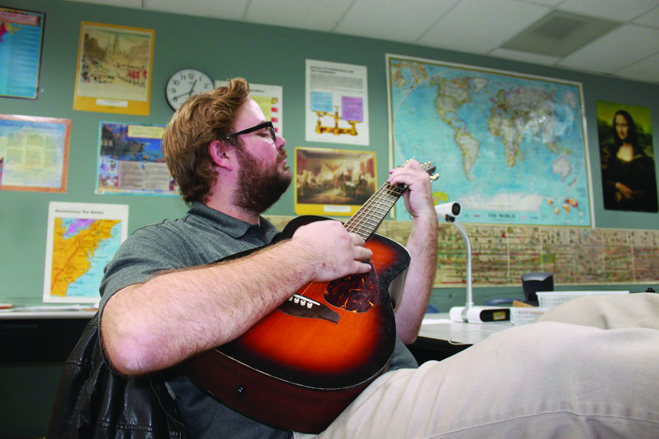 Mr. Boelman uses his musical backround to teach